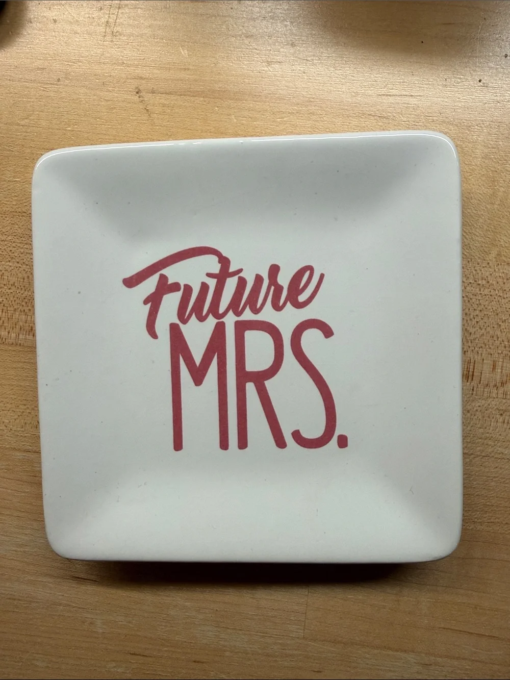 Future Mrs. Ceramic Trinket Dish - White with Pink Lettering